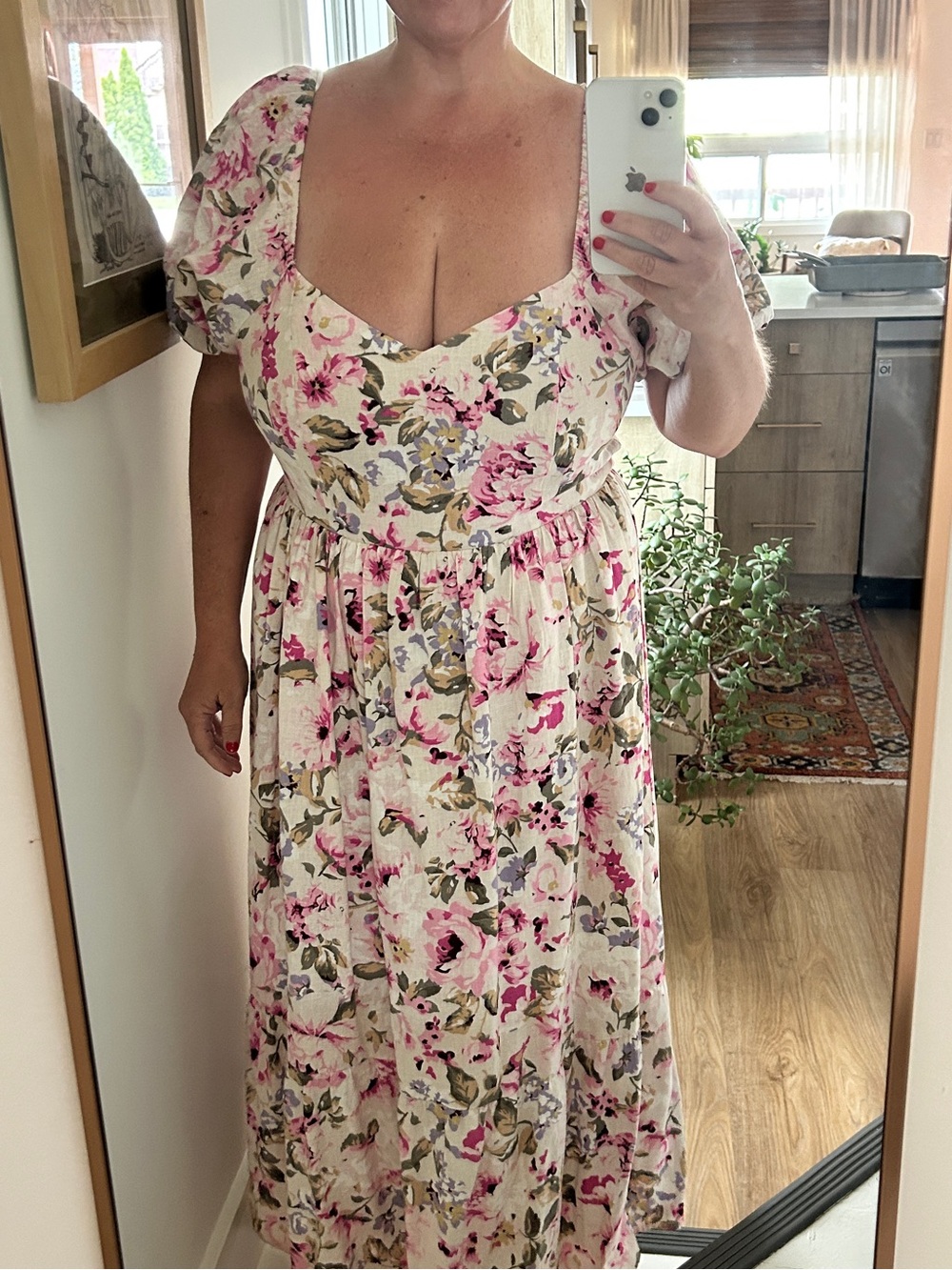 Reitmans Pink Floral Square-Neck Midi Dress - Picture 5 of 6